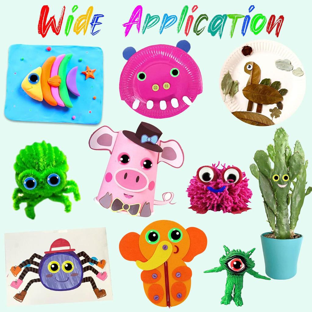 200Pcs Googly Eyes Self Adhesive Craft Eyes Plastic Round Eyes Wobbly Eyes for DIY Scrapbooking Toy Paper Craft