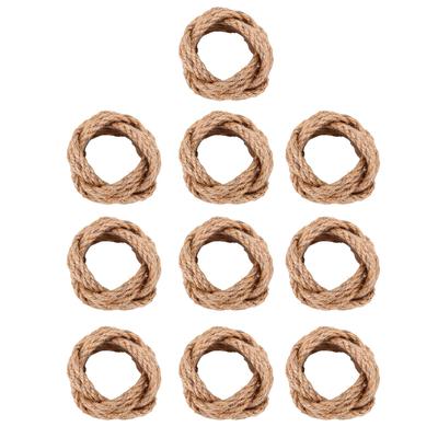 10PCS Woven Napkin Rings Set Jute Farmhouse Rustic Napkin Ring Holders Decor for Dinning Table Party Gathering Banquet