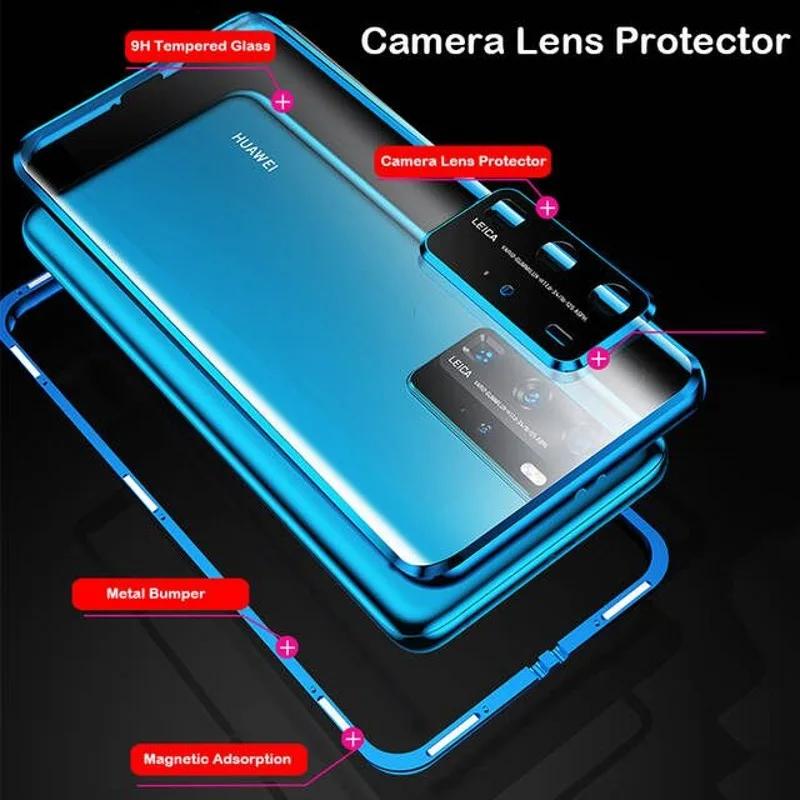 Coque de téléphone magnétique en métal pour Poco F7 Ultra X7 X6 F6 F5 Pro C75 M7 5G Housse en verre trempé double face Protection d'objectif Coques