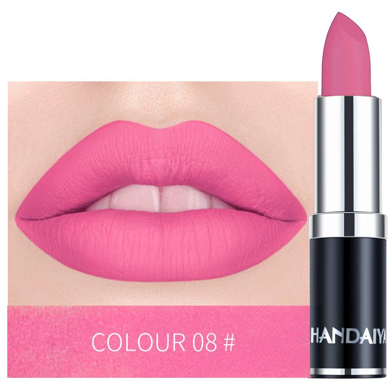 Handaiyan Sexy Nude Red Brown Purple Lipgloss Matte Lip Gloss Velvety Lipstick Matte Waterproof Makeup Long Lasting Cosmetic