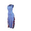 European & American Women's Sleeveless Striped Ruffle Print Dress