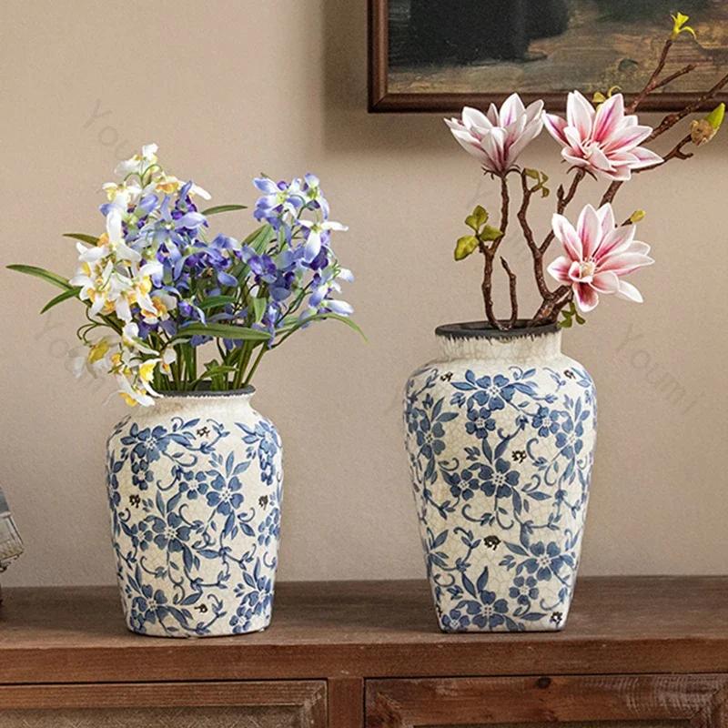 Retro Chinese Style Ceramic Vases Home Living Room Decorations Exquisite Flowers Vase High End Office Flower Arrangement Vase