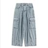 Pánské Oblečení Streetwear Kalhoty Oversize Cargo Korejská Móda Volné Džíny Pánské Černé Široké Džínové Kalhoty Tepláky