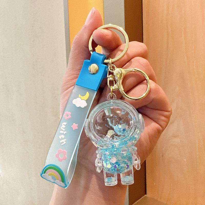 

Crystal Oil Quicksand Bottle Labu Cloth Keychain Girls Backpack Pendant Beaded Mobile Phone Chain Pendant Boutique