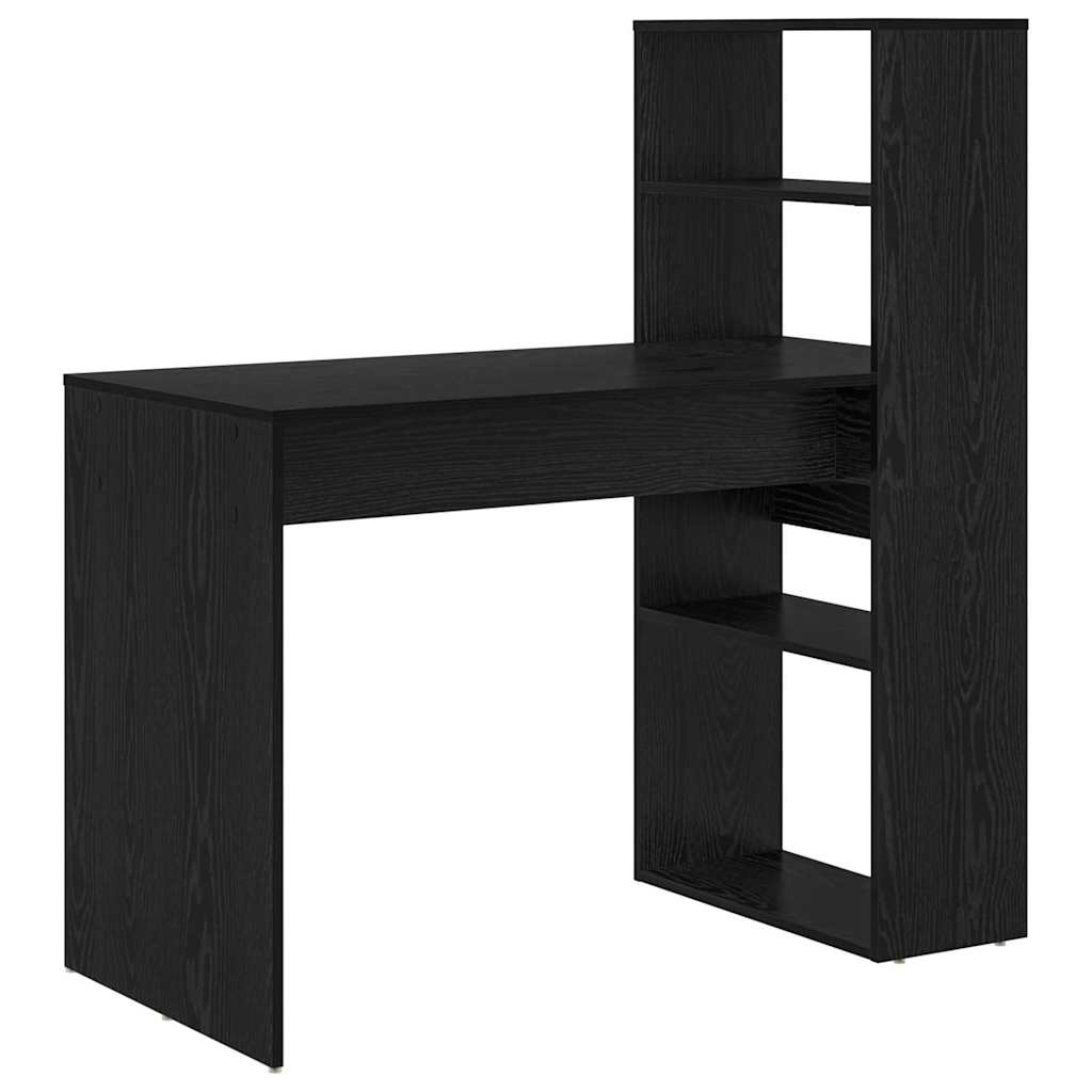 Desk with Shelf Black Oak Effect 113 x 54 x 120 cm