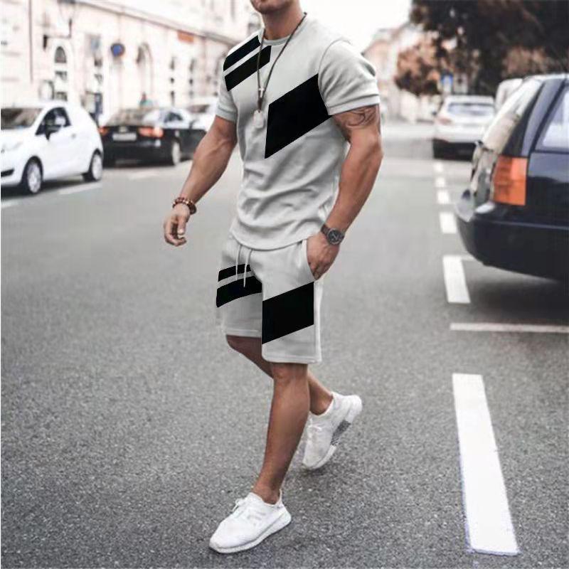 Men's Suit Printed 3D Pattern Summer Casual Breathable Refreshing Sports Suit Oversized Men's Top Y2K Fashion Style