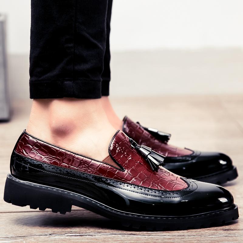 Men Leather Shoes Flats Shoes Man Business Casual Loafers Large Size Fringed Leather Shoes for Men