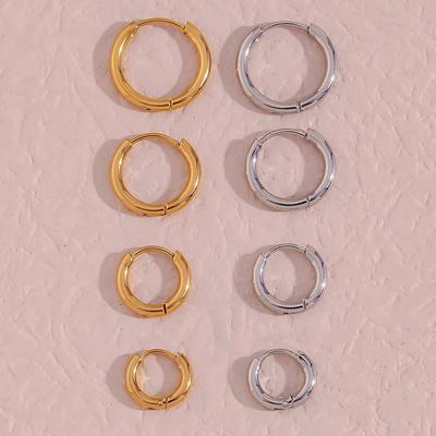 4 Pair 8/10/12/14mm Stainless Steel Round Circle Hoop Earrings for Women Tiny Hoops Ear Piercing Loop Ring