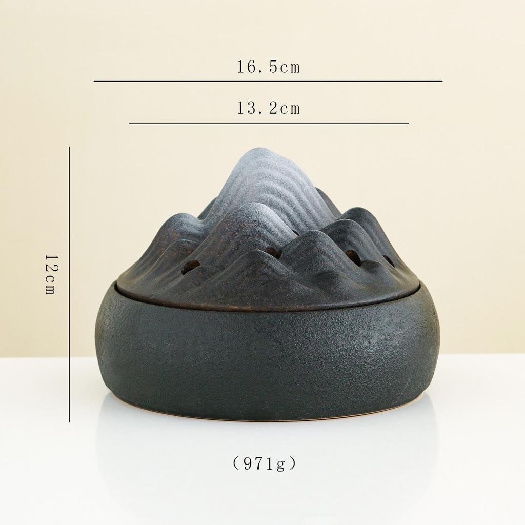 Sandalwood Ceramic Incense Burner with Lid, Fireproof for Household Use - Coarse Pottery Ornament for Indoor Incense Burning.
