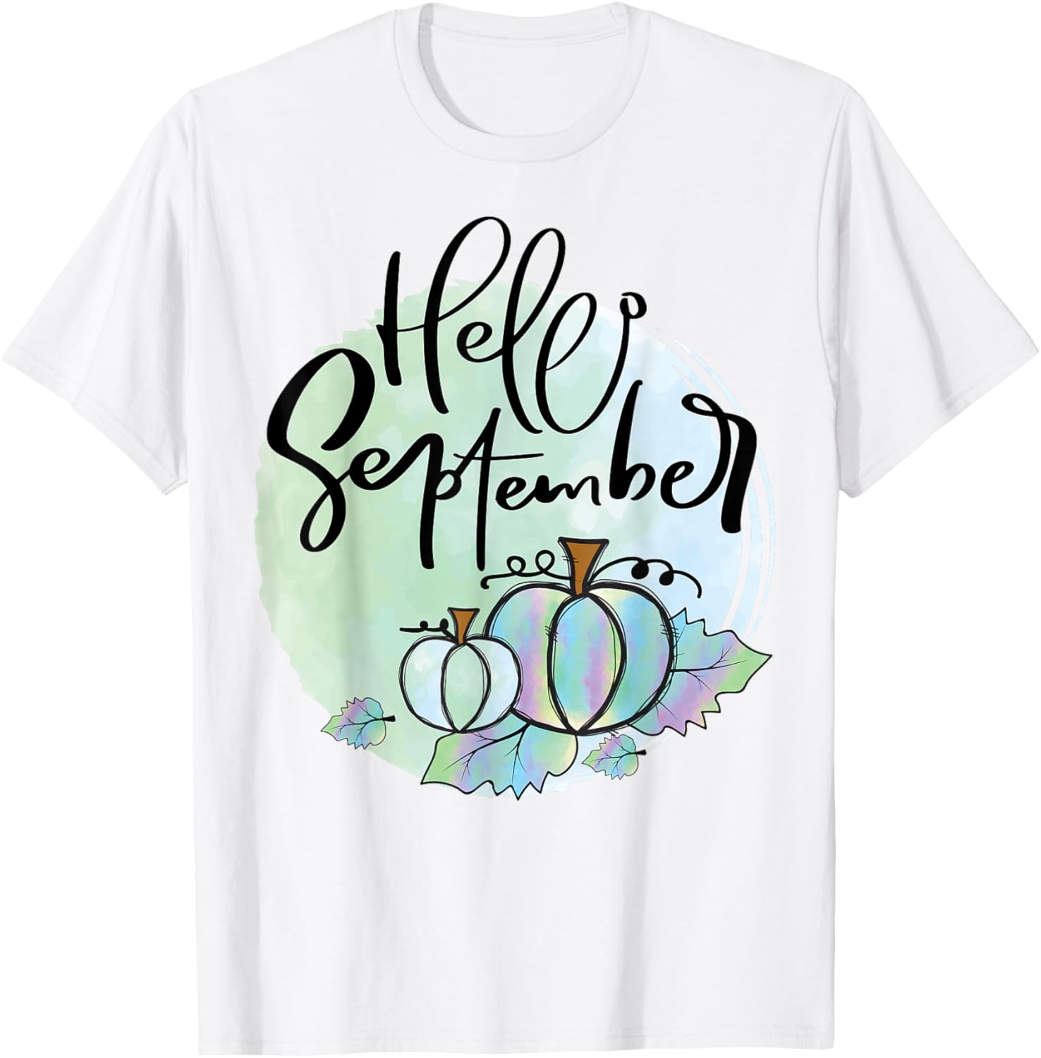 Hello September Pumpkin Fall Thanksgiving Halloween Pumpkins Tshirt 100 Cotton Trendy Y2k Shortsleeve Tee Soft S