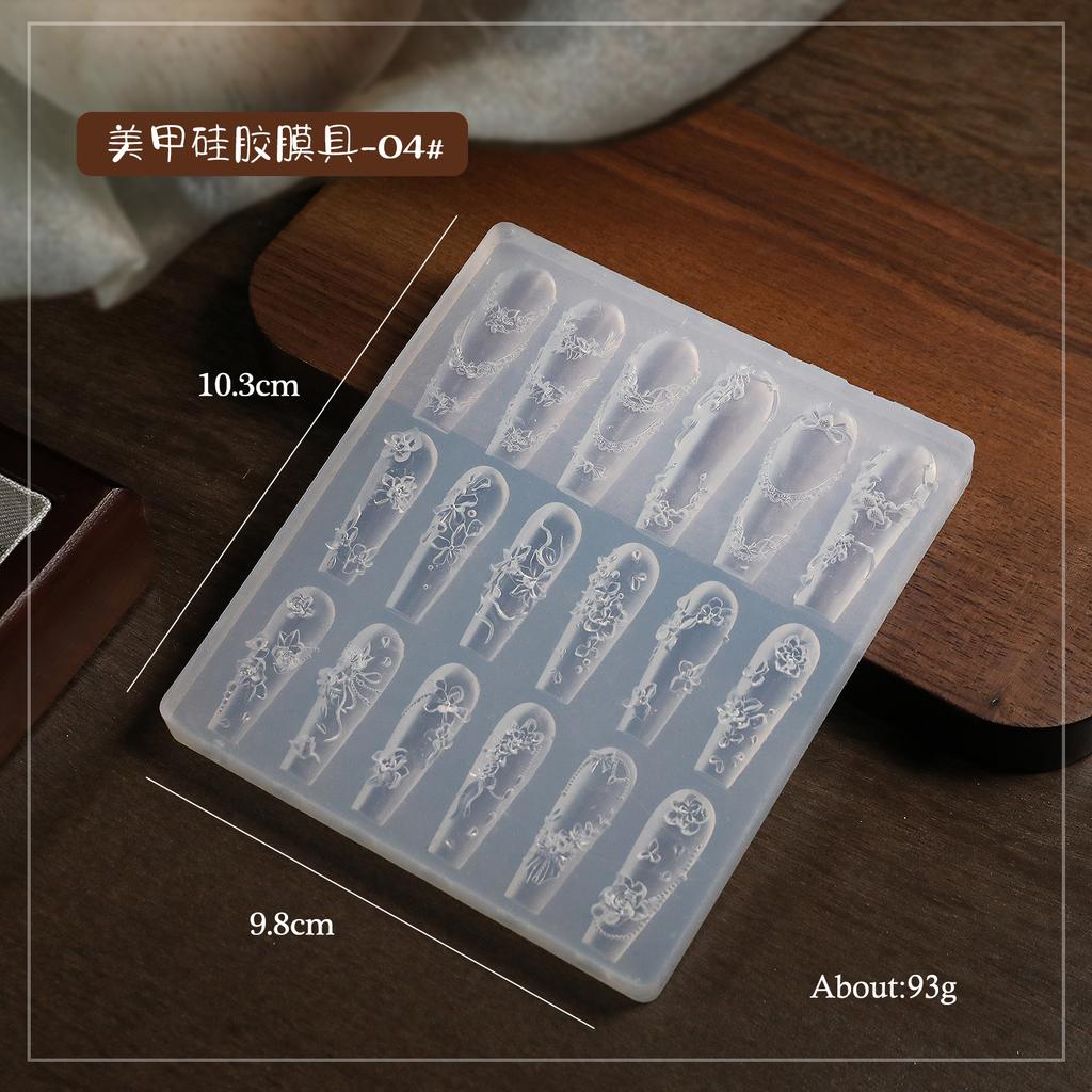 Nail Art 3D Weiche Silikonform Schnitzwerkzeug Schleife Nail Art Prägekleber DIY Design Maniküre Schablone Nail Art Schablonenwerkzeuge