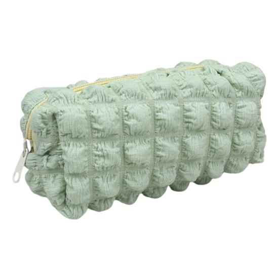 Myk Puff Blyantveske Stor Kapasitet Plissert Pennorganisator Glatt Glidelås Sminkepose for Skole Reise Multifunksjonell Oppbevaringspose