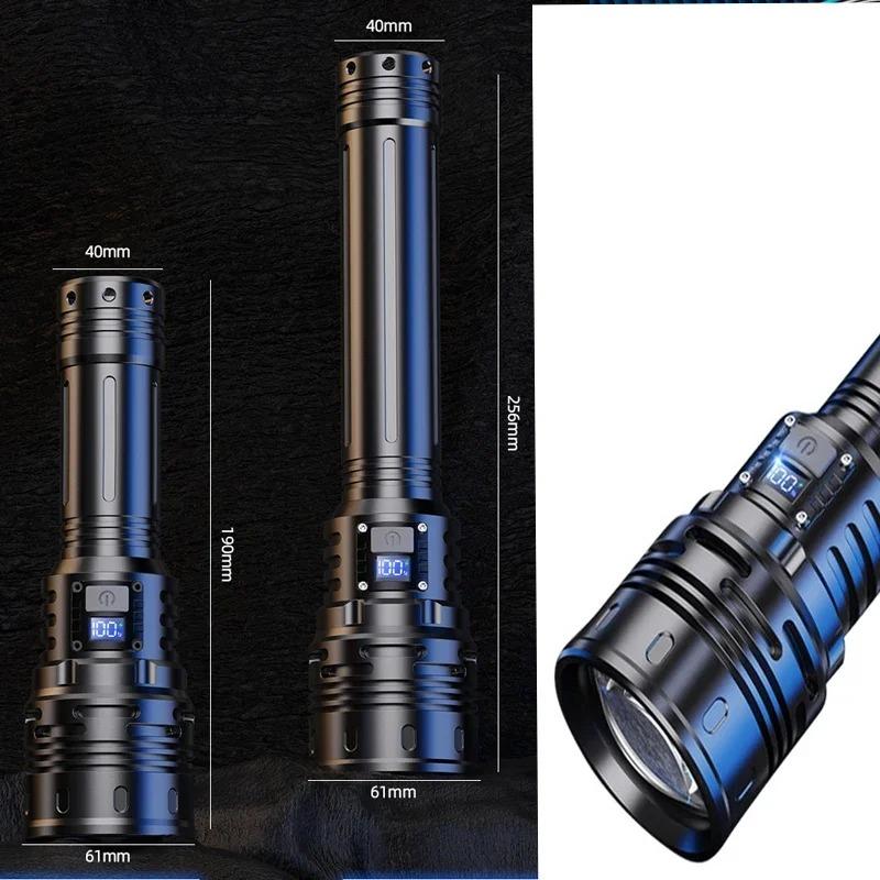 10000MAH Powerful LED 10000mah Flashlight Charging Telescopic Focus Remote Long Strong Hand Lamp Laser Camping Torch Zoom Display