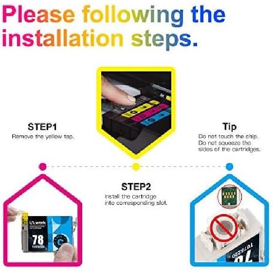 Uniwork 78 Ink Cartridge Remanufactured for Epson 78 T078 Use In Artisan 50 Stylus Photo R260 R280 R380 RX580 RX595 RX680 Printer Tray (7 Pack)