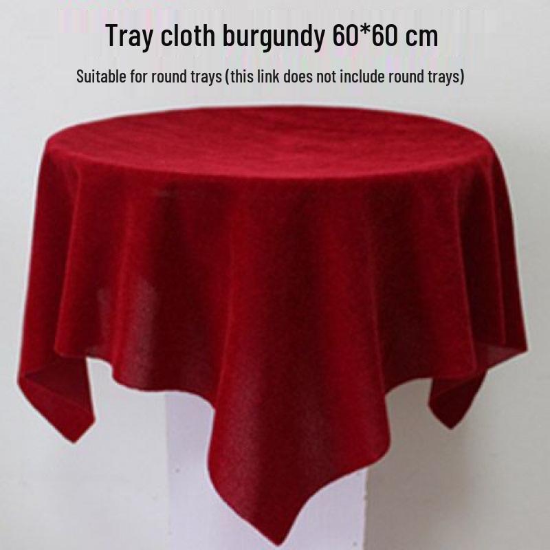 Dark Red Velvet Ceremony Tray - Small, Square, Thickened with Gold Trim for Awarding & Ribbon Cutting