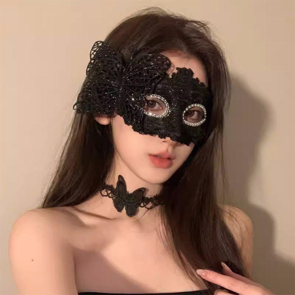 Stick Side Butterfly Half Face Mask Venetian Party Eye Mask Fashion Stage Cosplay Props  Evening