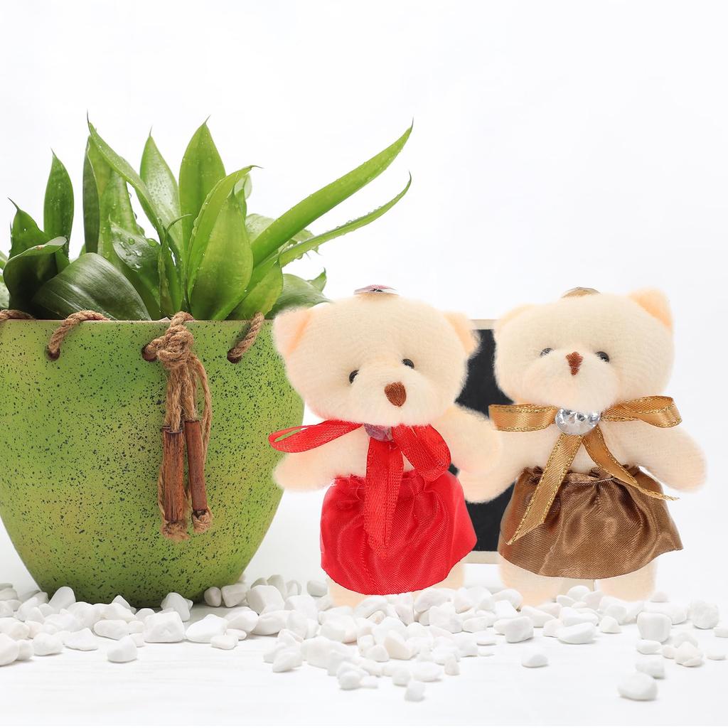 [iplusmile] 10pcs Mini Teddy Bear Plush Toys Stuffed Doll Lovers Hanging Doll Pendant Wedding Gift Box Doll Toys Wedding Decoration Party Favors Baby