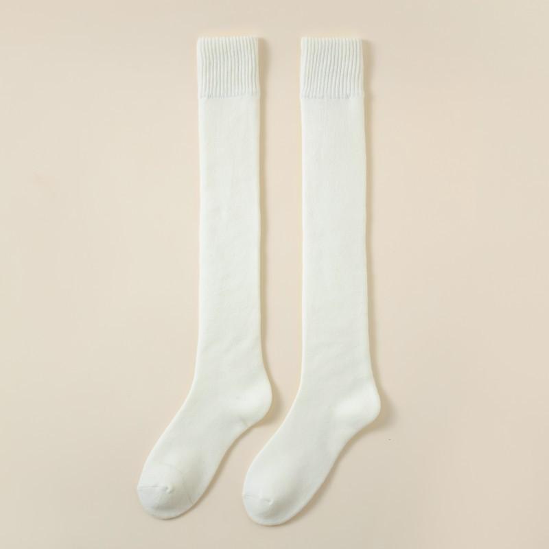 Socks Women'S Winter Fleece Thickened Women'S Fleece Knee Socks Warm Solid Color Pulled Floor Socks Stockings