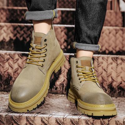 Modische matte Herrenschuhe mit dickem Boden, aus hochwertigem Echtleder, für Outdoor-Freizeit, Party, Alltag, Büro, Motorradstiefel für Herren