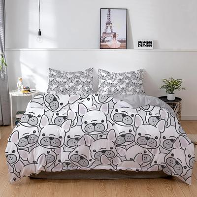 Französische Bulldogge Bettwäscheset Cartoons Welpe Kinder Bettwäsche Niedlich Bettdecken-/Steppdeckenbezug Und Kissenbezug Kawaii Jungen Mädchen