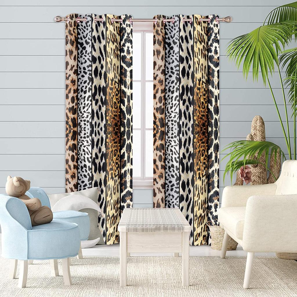 Wild Animals Print Window Curtain Living Room Blackout Curtains For Living Room Bedroom Leopard Home Decor Aesthetic 2 Panels