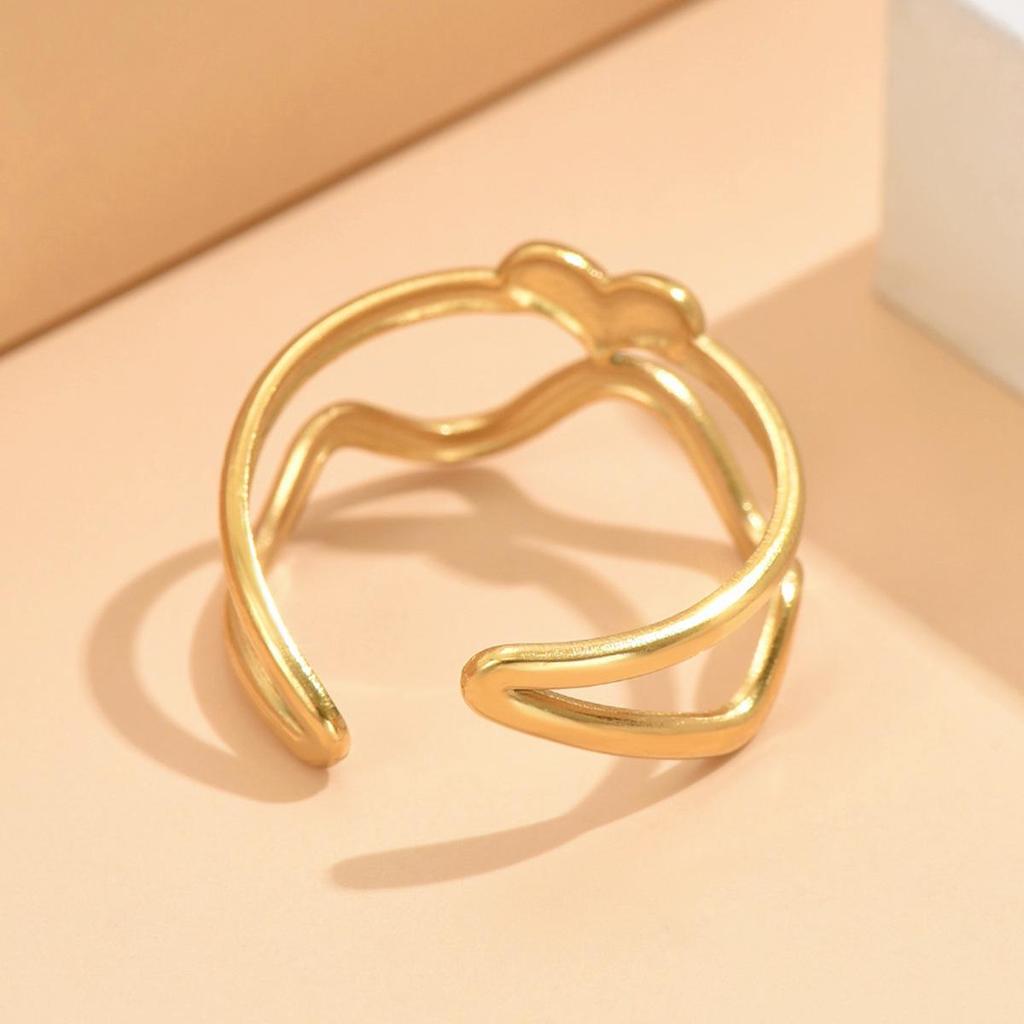 Heart-Shaped Stainless Steel Adjustable Ring for Women - Fresh Forest and Sweet Academy Style