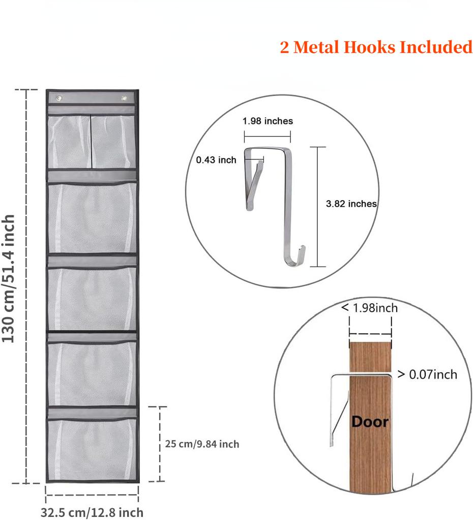 5/10 Grids Over The Door Storage Organizer Bag,Multi-layer Hanging Bags with Hook for Kids Toys Sundries,Fabric Closet Organiser