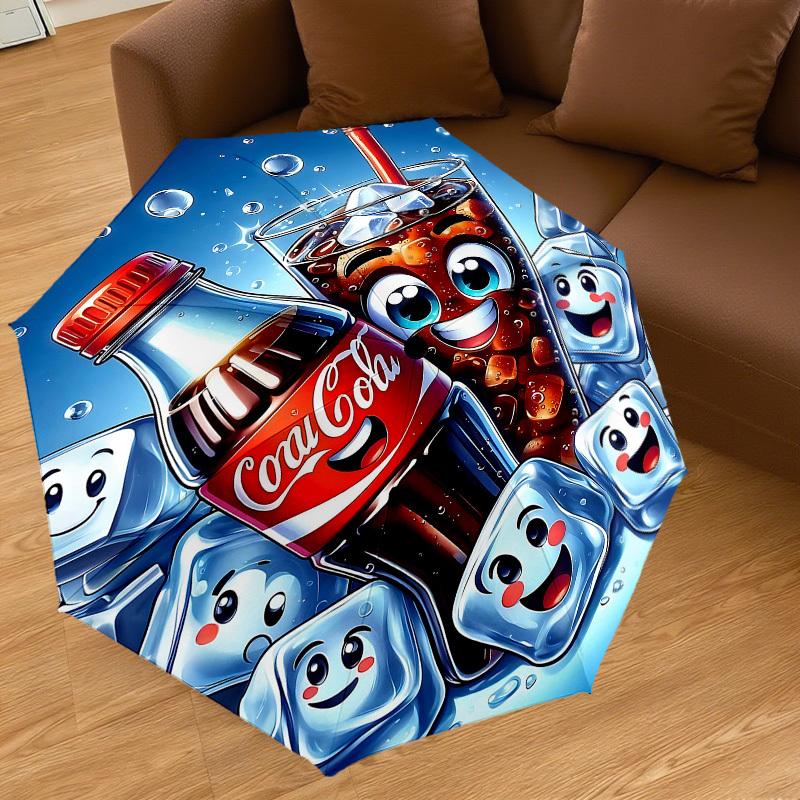 1 Stück Coca-Cola Eiswürfel Automatischer Öffnungs-/Schließschirm mit Winddichtigkeit, stabiles 8-Rippen-Dach, langlebige Rippen, modisches Design, Outdoor-Accessoire, lustiger Pr