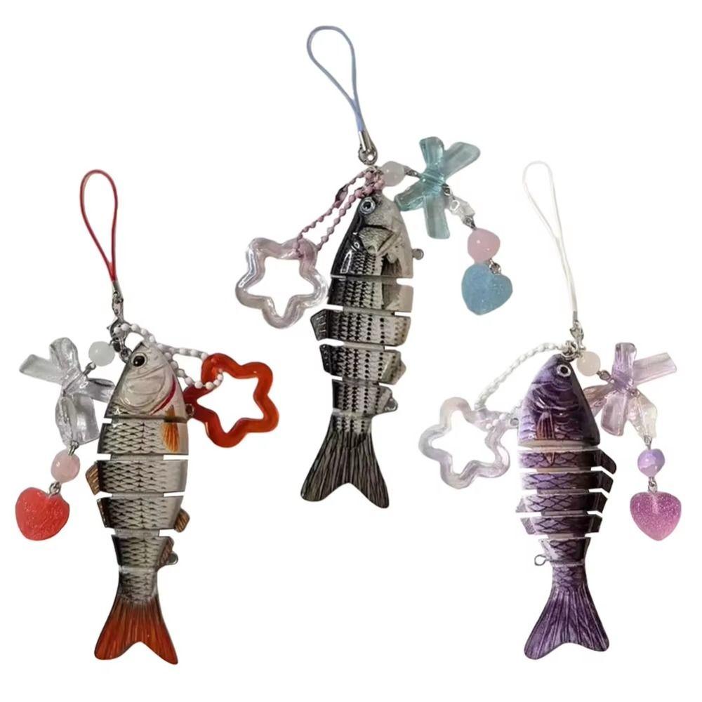 Simulated Fish Star Pendant Acrylic Fish Phone Lanyard Handmade Fish Keychain  Jewelry Accessories