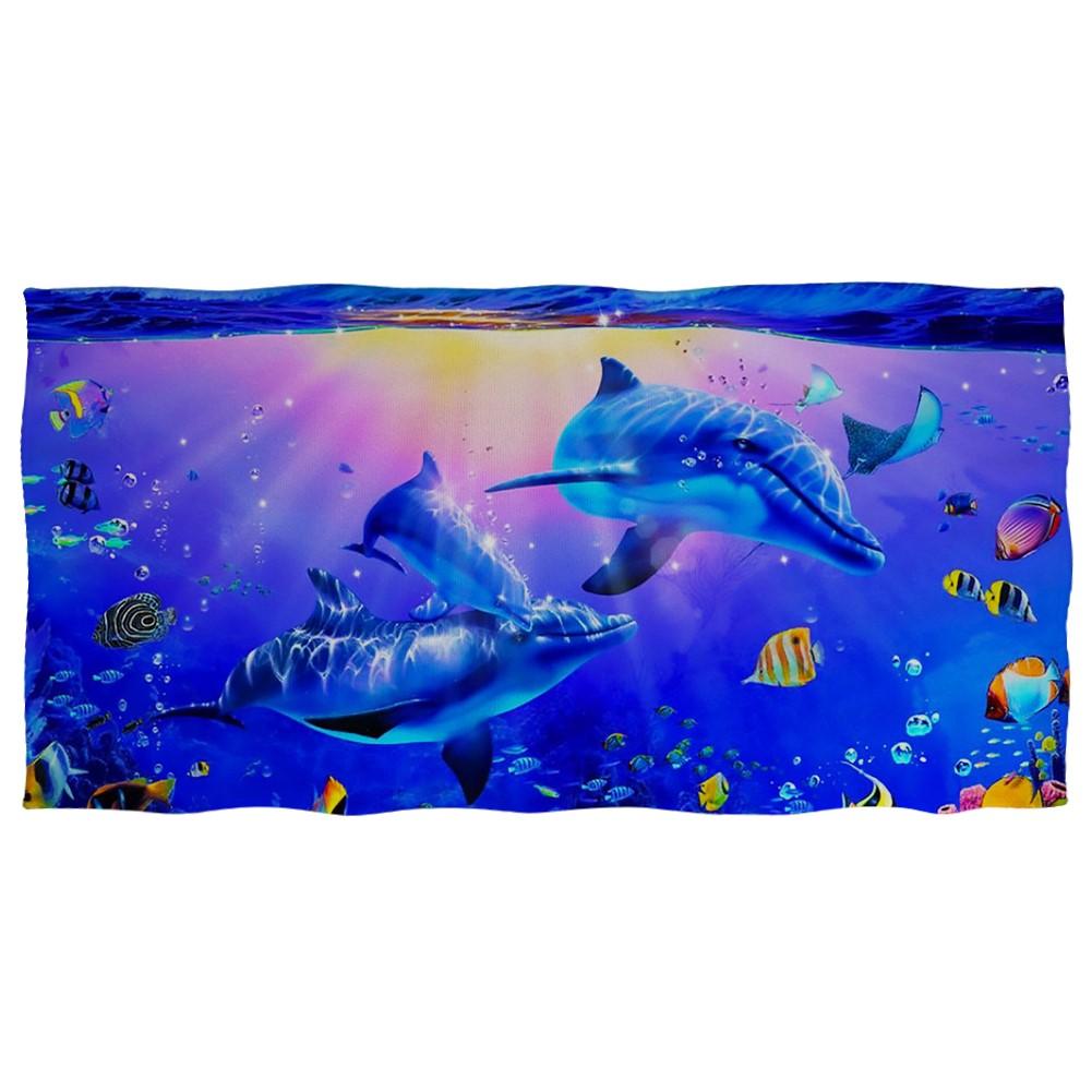 Süßes Delfin-Aufdruck Strandtuch für Erwachsene Kinder Weiches Wasserabsorbierendes Atmungsaktives Badetuch für Sommer Surf Reisehandtuch Decke