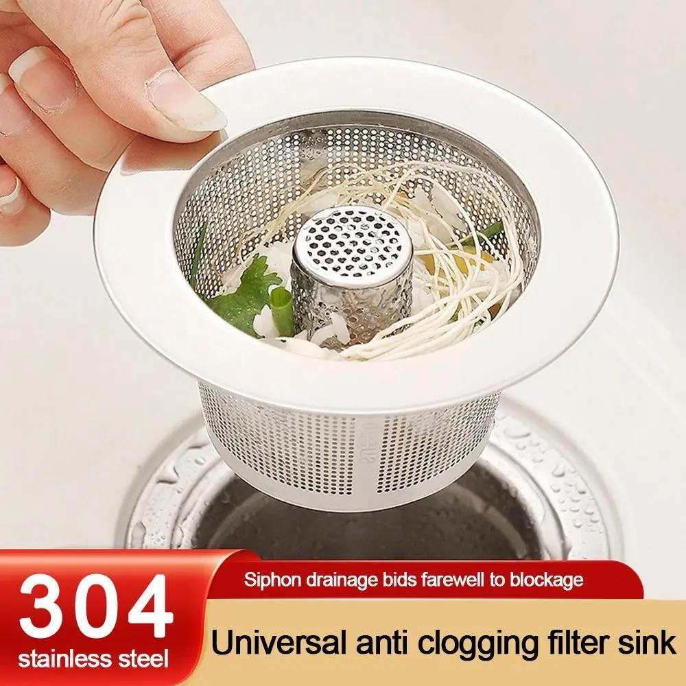 Stainless Steel Sink Strainer Anti-blocking Round Shape Floor Waste Filter Net Hair Catcher Waste Catcher