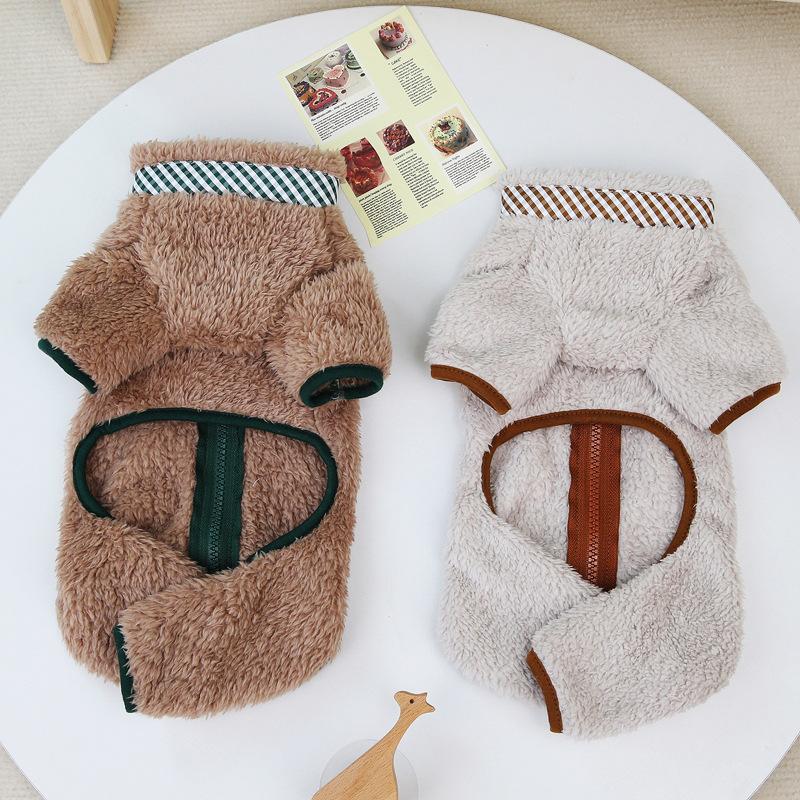 Pet Medium Small Dog Dog Clothes Back Buckle Four-legged Flannel Autumn and Winter