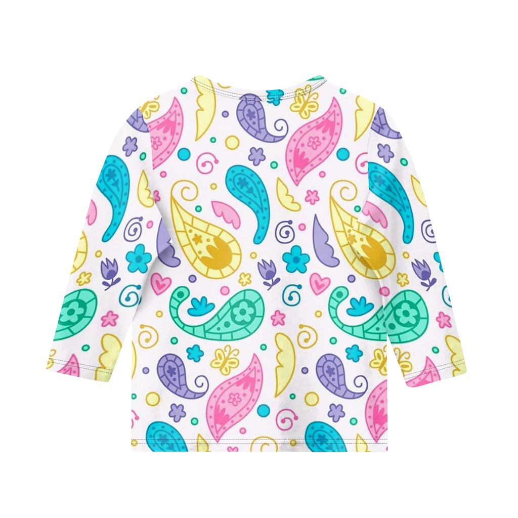 Children's Printed Round Neck Seven Quarter Sleeve Casual T-shirt