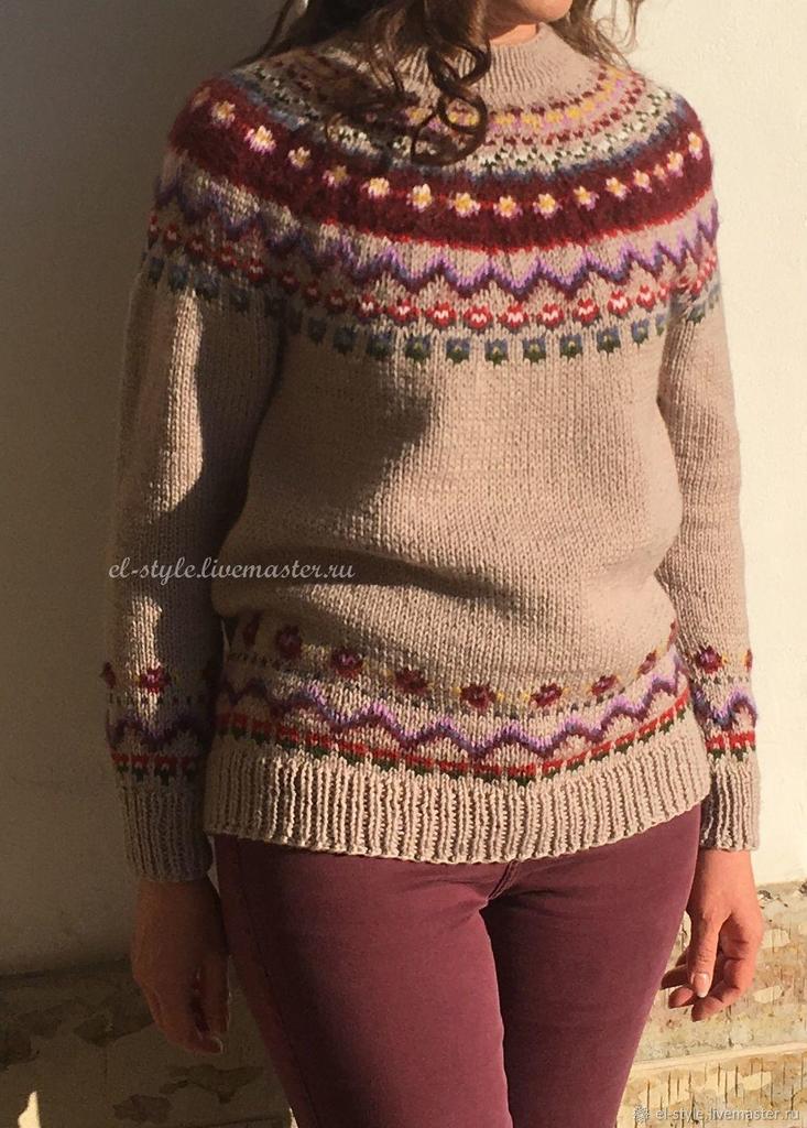 Women's Color Block Round Neck Loose Knit Pullover Sweater