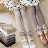 Girls Leggings Lace Bow-Knot Children's Pants Elastic Spring Autumn Soft Knitted Trousers For Teen Cotton Kids Tights Clothing