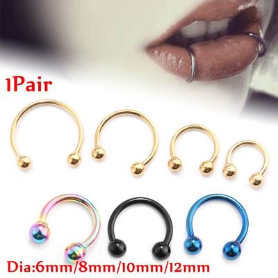 Women Men 16 Gauge Lip Nipple Eyebrow Lobe Rings Horseshoe Ear Piercings Hip Hop Nose Septum Ring
