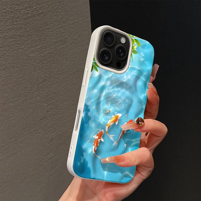 Goldfish pond ripple pattern Phone Case For iPhone 17 16 Pro Max 15 14 13 11 12 17 PROMAX Plus Silicone Cover Fashion Case