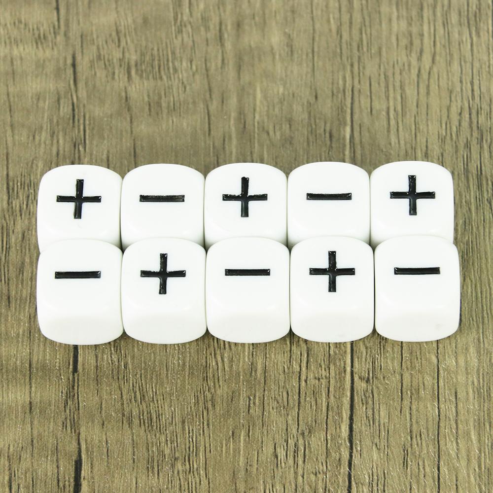 Fate Dice Opaque Black White 10PCS 16mm for Board Game Add-ons High Quality Durable Construction Stylish Design Practical Daily Use