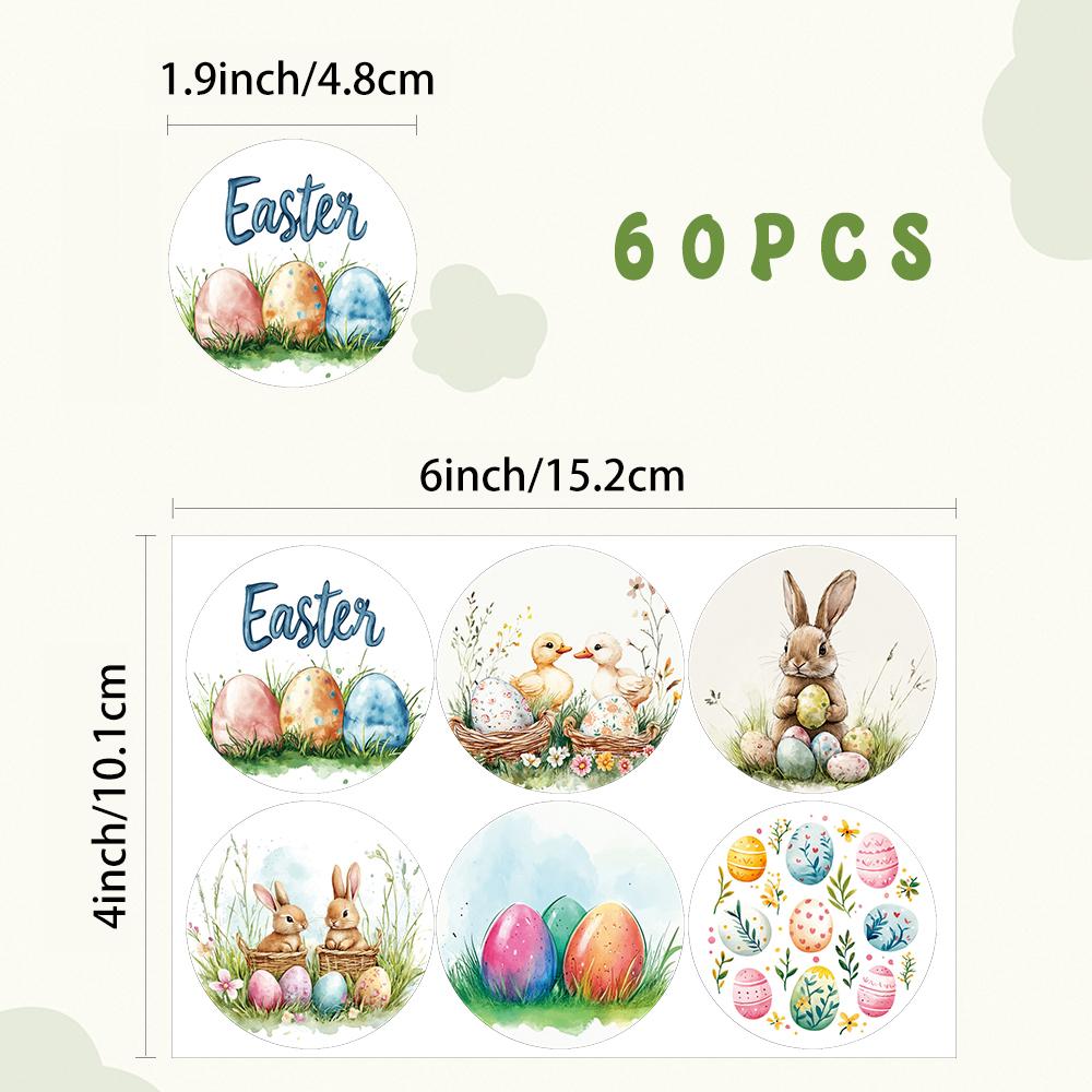 

60 шт./6 стилей наклейки на Пасху, сувениры для пасхальной вечеринки, декоративные наклейки, наклейки для поздравительных открыток, наклейки для подарочных пакетов