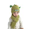 New children's hat scarf two-piece set cute little dinosaur warm knitted wool hat outdoor children's pullover hat