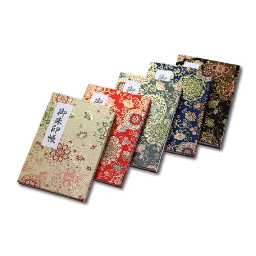 [HOTOKUDO] 'Goshuin-cho' Japanese pilgrimage stamp(note) book with protective cover. (Bellows type, Navy. 40 pages, Brocade. H: 6.42" W: 4.41", (impor