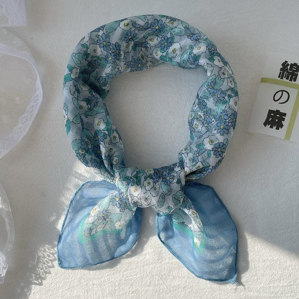 58*58Cm Women Square Neckerchief And Headscarf Female Floral Print Small Shawls Scarves Spring Summer Headband Scraves