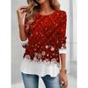 3D Printed Christmas Theme O-Neck Red Long Sleeve T-Shirts Fashion Womens Clothing