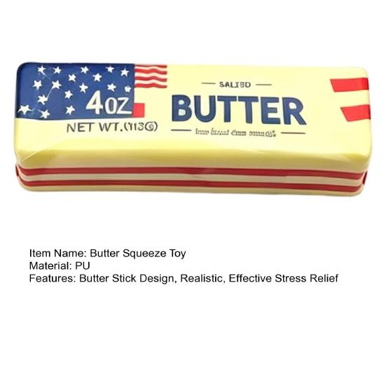 Butter Stick Slow-Rising Squeeze Toy Soft PU Fidget Toy Realistic Butter Stick Stress Reliever Portable Decompression Gadget for Kids Adults