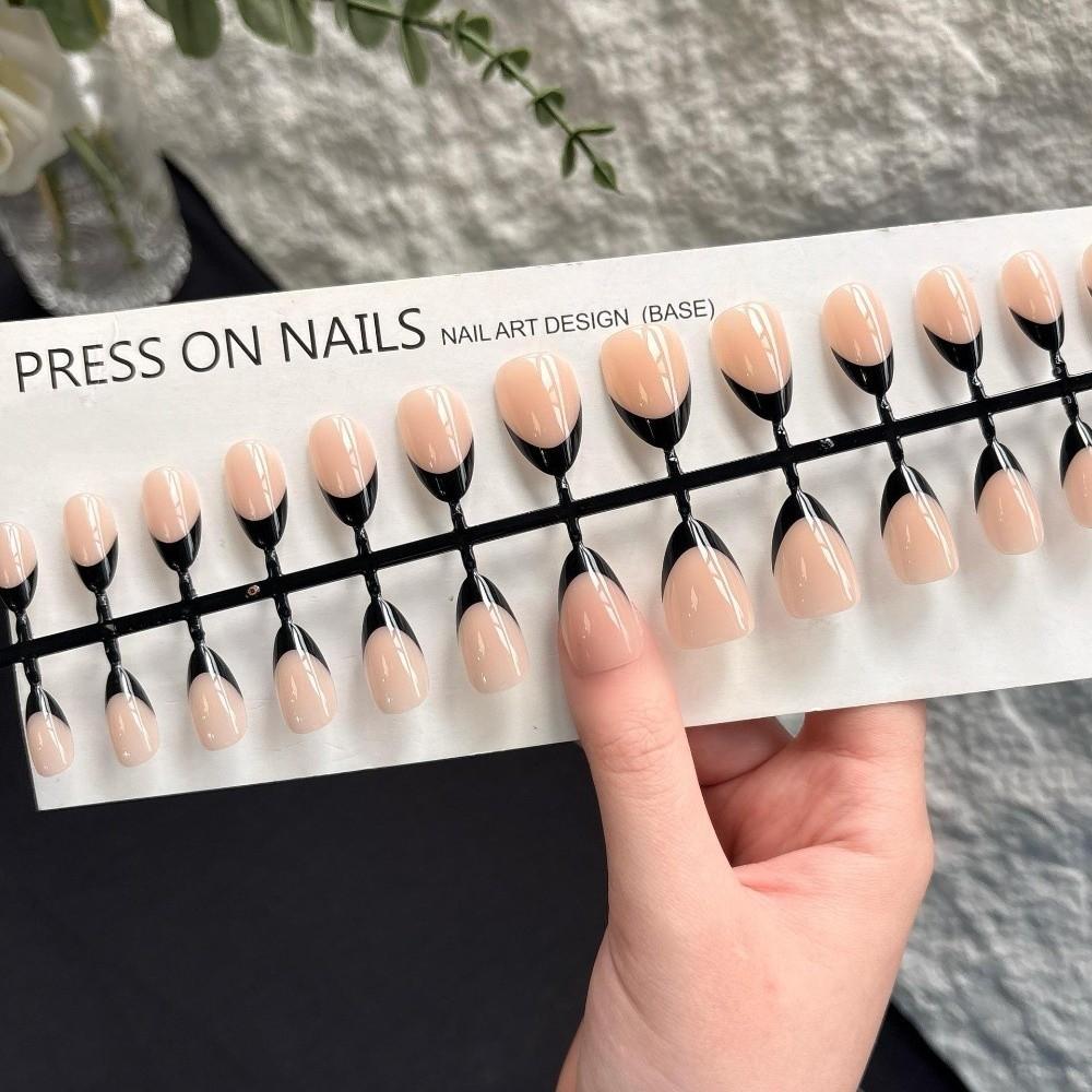 Mode 30 Stück Press-On-Nägel Mandelform Mittellange Falschnägel Matt Nude Glänzendes Finish Nagelspitzen Tägliches Tragen