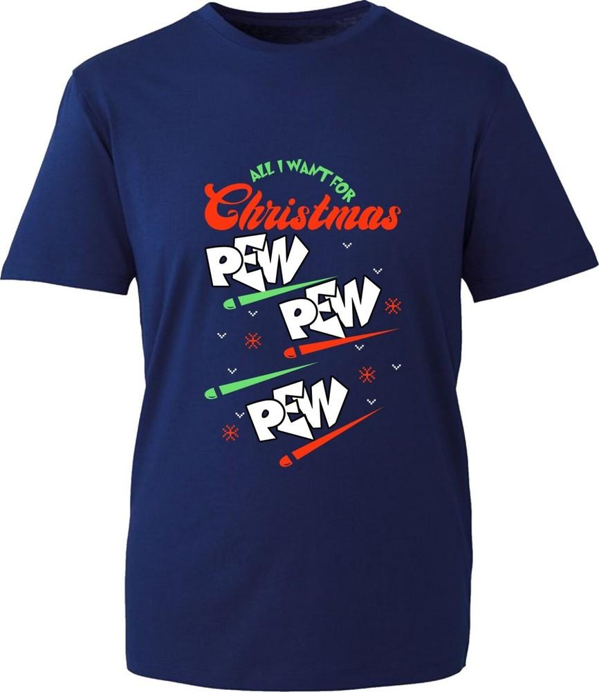 All I Want For Christmas Pew Pew Pew TShirt Gun Owner Gamer Funny Xmas Game Top S
