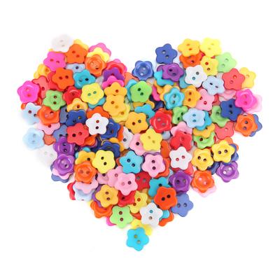 200 Bucăți Nasturi din Rășină Culoare Mixtă 15mm Floare de Prun 2 Găuri Plastic Cataramă pentru Pulover Copii Cămașă