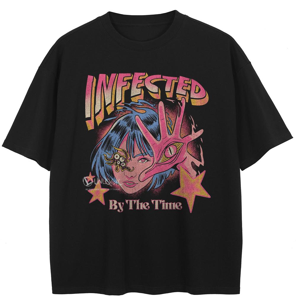 

2026 Streetwear Japanses Anime Washed Black T-Shirt XXL чорний