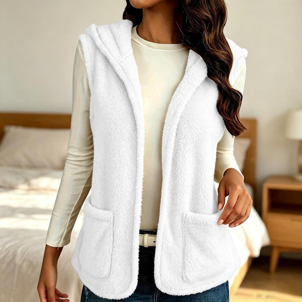 Gilet Casual da Donna con Cappuccio e Tasche