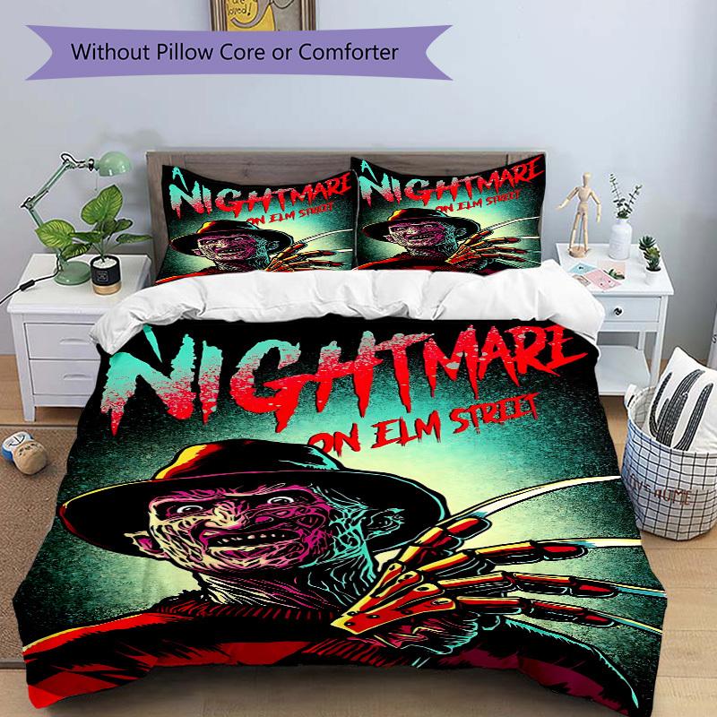 3pcs A Nightmare on Elm Street Bedding Set, Soft Polyester Duvet Cover and Pillowcases Seasons all suitable, Design for Bedroom L1003076